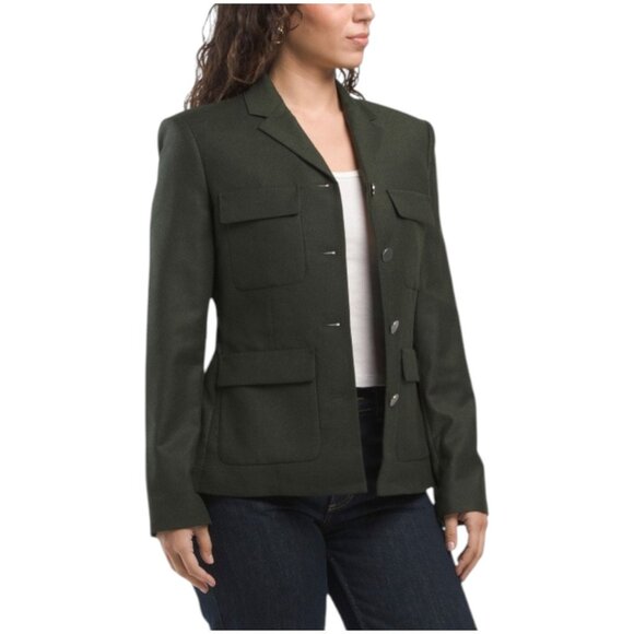 THEORY Virgin Wool Blend Long Sleeve Military Jacket - Picture 1 of 2